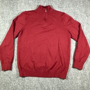 WIND-FIT Quarter‎ Zip Sweater Women's Large Red Pullover Ribbed Knit Soft